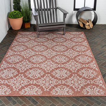 Amora Traditional Mediterranean Tile Design Indoor/Outdoor Area Rug